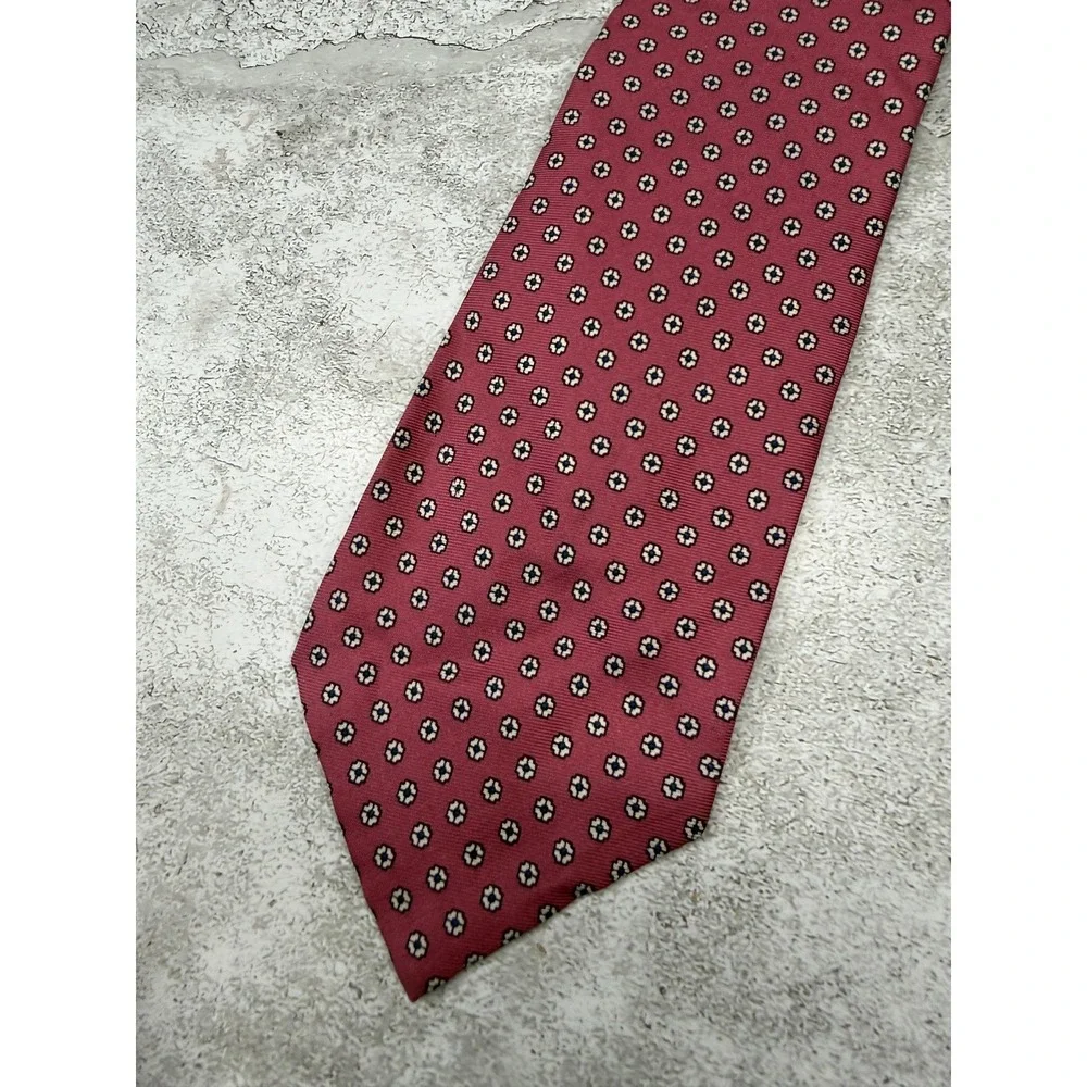 Christian Dior Tie Mens One Size Pink 100% Silk‎ Geometric Designer Classic VTG